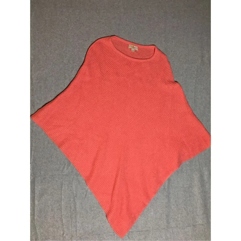 Womens LOFT Poncho Shrug One Size Pink Soft Knit Winter Layering Casual